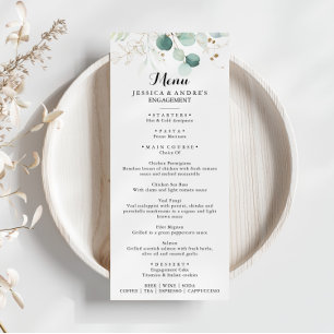 Menu Janto Rustic Foliage Dourado Floral Calliografia