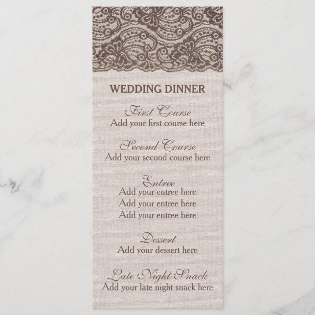 Menu Janto Rustic Wedding Lace Burlap (Frente)