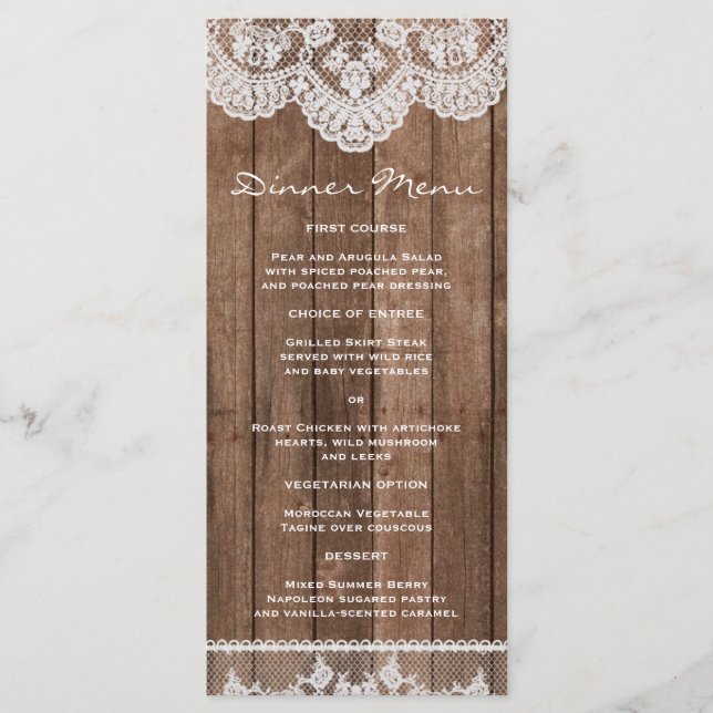 Menu Janto Rustic White Lace and Wood Slim (Frente)