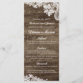 Menu Janto Rustic Wood & Vintage Lace Weding