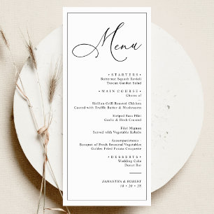 Menu Janto Simples de Casamento de Blush de Script