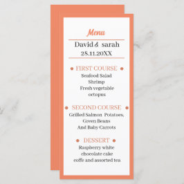 Menu Janto Simples de Casamento Laranja Personalizado