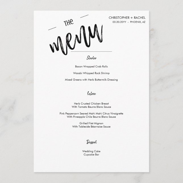 Menu Janto Simples de Evento de Casamento de Script Min (Frente)