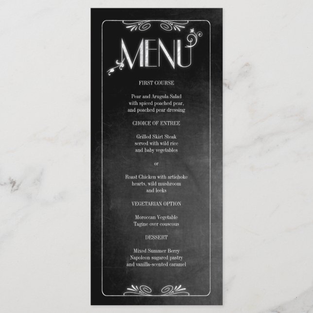 Menu Janto Slim Elegante do Quadro Preto (Frente)