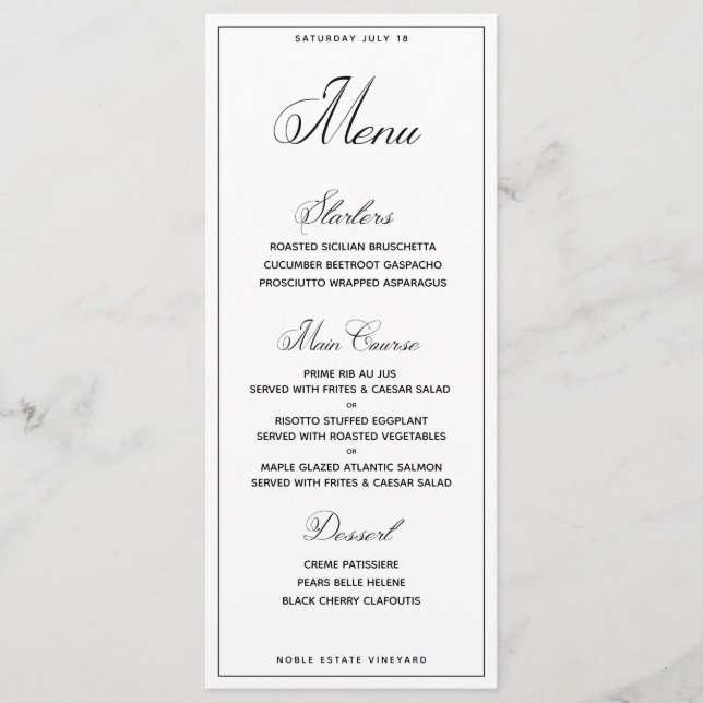 Menu Janto Somente Script de Casamento Clássico (Frente)