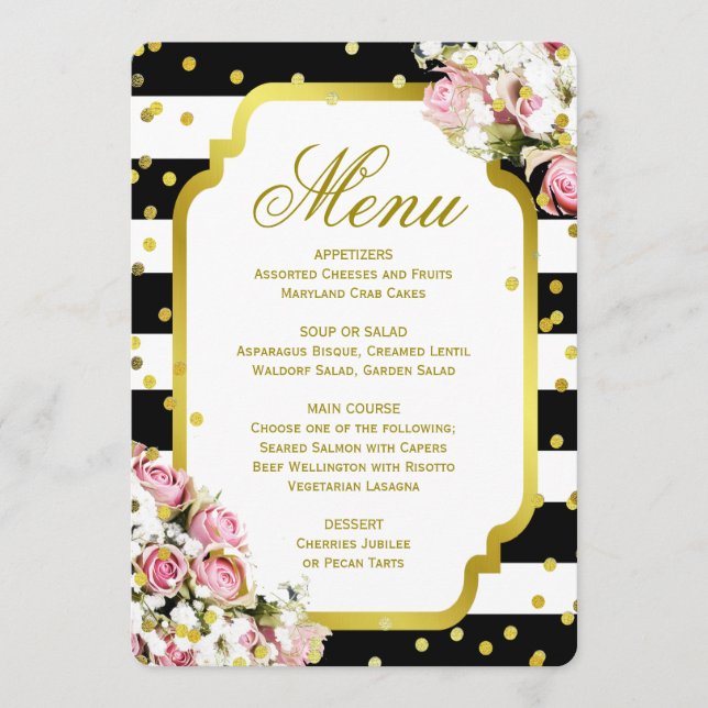 Menu janto | Stripes, Rosas, Confetti (Frente)