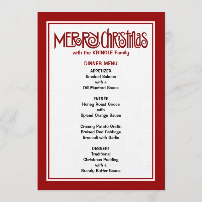 Menu Janto vermelho Feliz Natal (Frente)