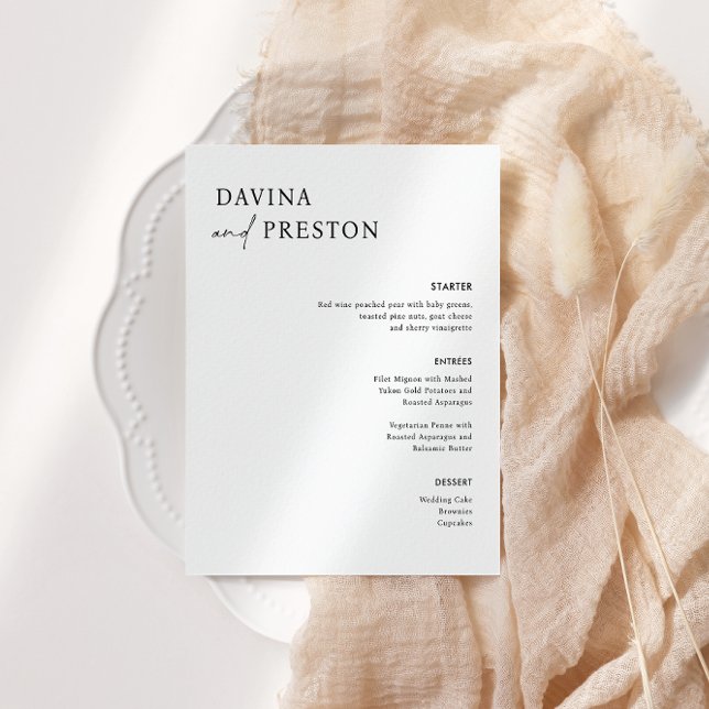 MENU JANTO WEDDING Moderno de Script Contemporâneo (Criador carregado)