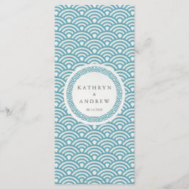 Menu Japonês Seigaiha Waves Elegant Beach WedMenu