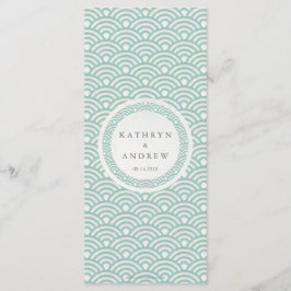 Menu Japonês Seigaiha Waves Elegant Beach WedMenu