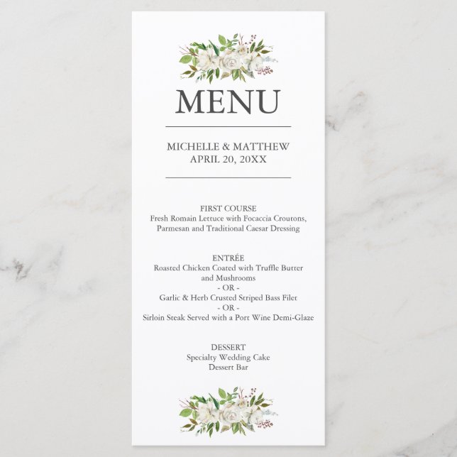 Menu Jardim Antiquado | Casamento Botânico Elegante (Frente)