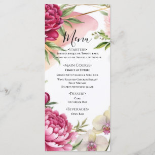 Menu Jardim de Peônia e Orquídea Floral Glamour Casamen