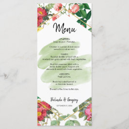 Menu Jardim Floral, Watercolor e Casamento Geométrico