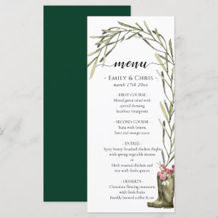 Menu Jardim Secreto Dourado Confetti Elegant Floral