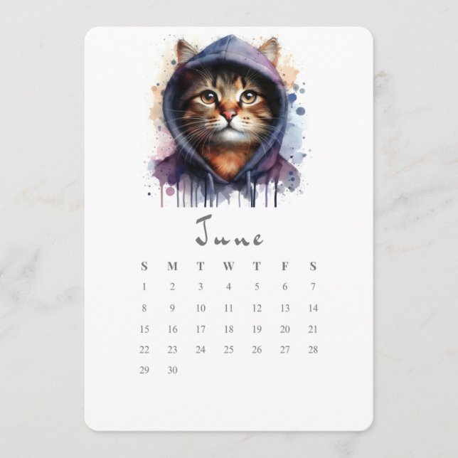 Menu June Stand-alone Calendar Kitty Cat Splash Art (Frente)