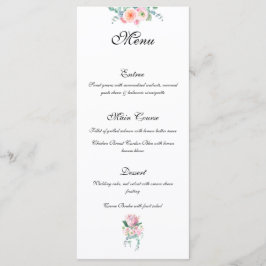 Menu King Protea Rose Watercolor Pastel Elegant Wedding
