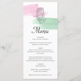 Menu King Protea Watercolor Wedding