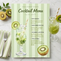 Kiwi e Listras Verdes Personalizados para Chá de N