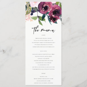 MENU KRAFT BRIGHT BLUSH BURGUNDY FLORAL BUNDY CASAMENTO