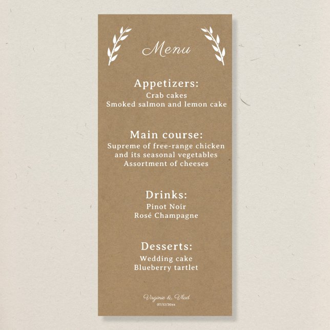 Menu Kraft & Rustic Wedding (Criador carregado)