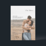 Menu Kristin Photo Modern Wedding<br><div class="desc">Menu moderno de casamento com um design simples mas elegante.</div>