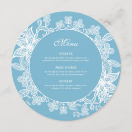 Menu Lace branco sobre Pastel Blue Round