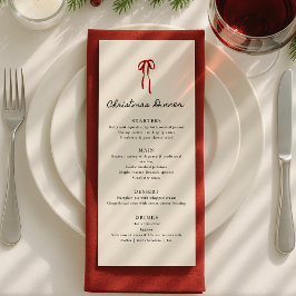 Menu Laço caprichoso, Jantar de Natal desenhado à mão