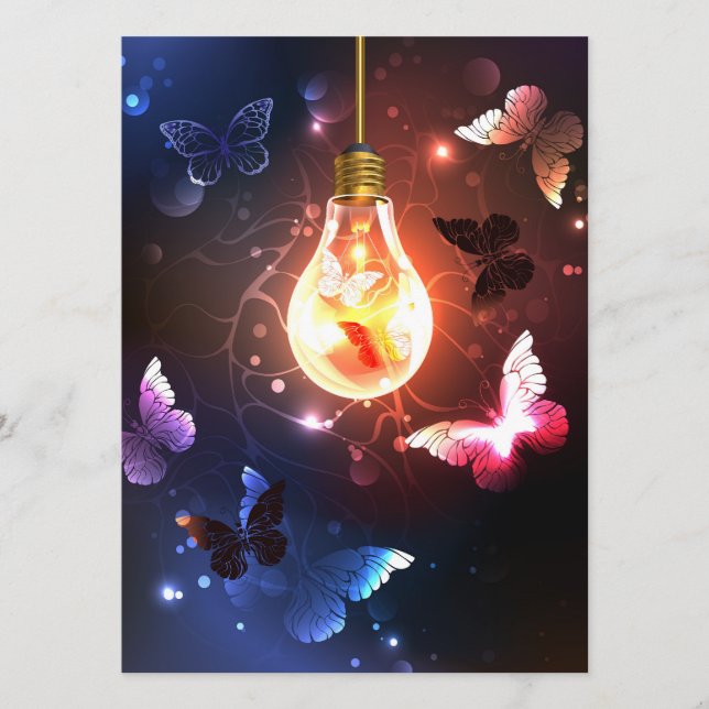 Menu Lâmpada Brilhante com Borboletas Noturnas (Frente)