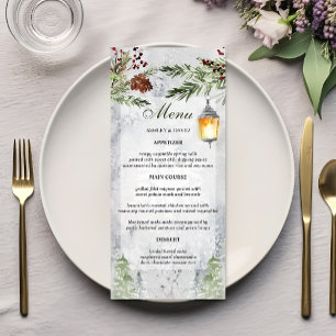 Menu Lanterna de Casamento de Pinheiro Rústico de Inver