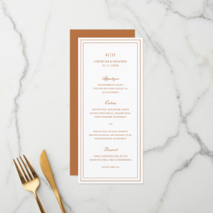 Menu Laranja de Abóbora Clássica Casamento Elegante