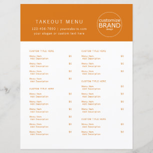 Menu Laranja do Logotipo de Catering de Tomada do