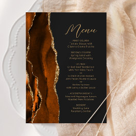 Menu Laranja Queimado Dourado Ágata Moderno Casamento E
