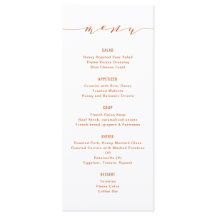 Menu Laranja Simples de Caligrafia Moderna