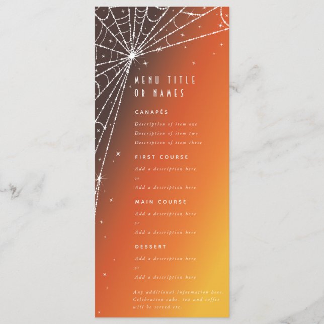 Menu Laranja Sunset Diamante Aranha Teia Plano 4 Curso (Frente)