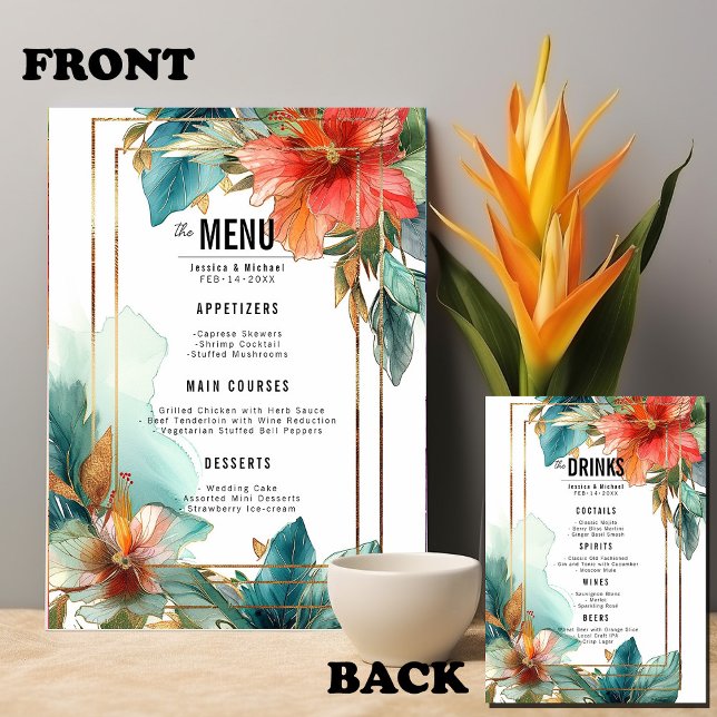Menu lateral + Sindanato de Hibiscus (2 sided Menu + DRINKS Hibiscus Serenade Paradise)