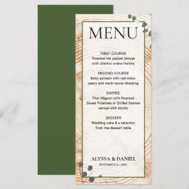 Menu Latido Rustic Weding Wood Tree com eucalipto