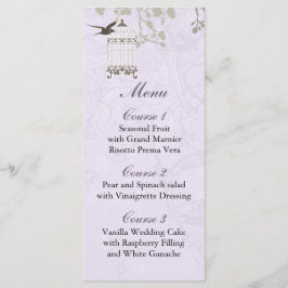 Menu Lavanda Lilac vintage aves casamento