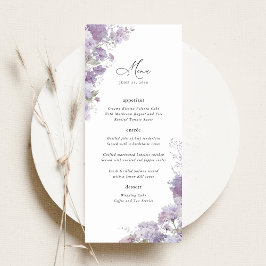 Menu Lavender Floral Elegant Wedding Reception Dinner