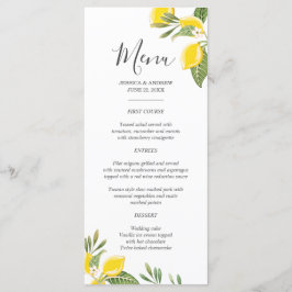 Menu Lemon Wedding Foliage Elegante Citrus Rustic