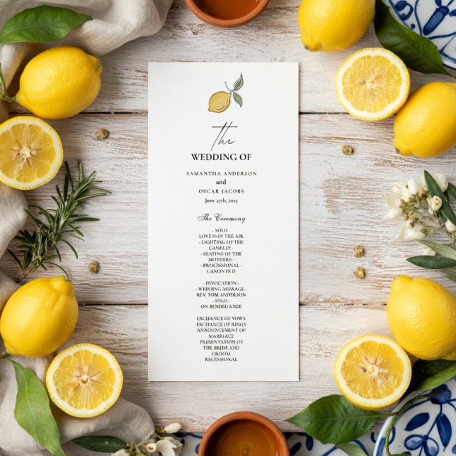 Menu Lemon Wedding Program | Amalfi Coast Italian  (Criador carregado)