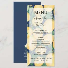 Menu Lemons Greenery no Marinho Blue Wedding
