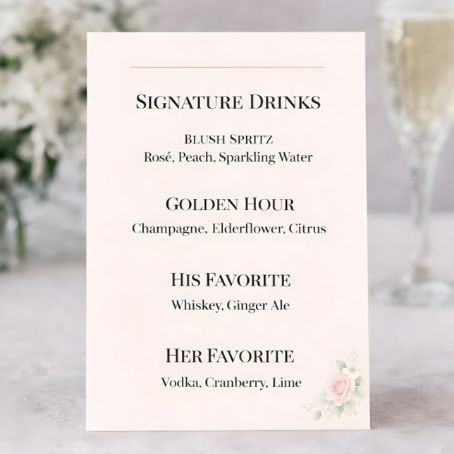 Menu Letreiro de Casamento de Drinks com Assinatura Lux (Criador carregado)