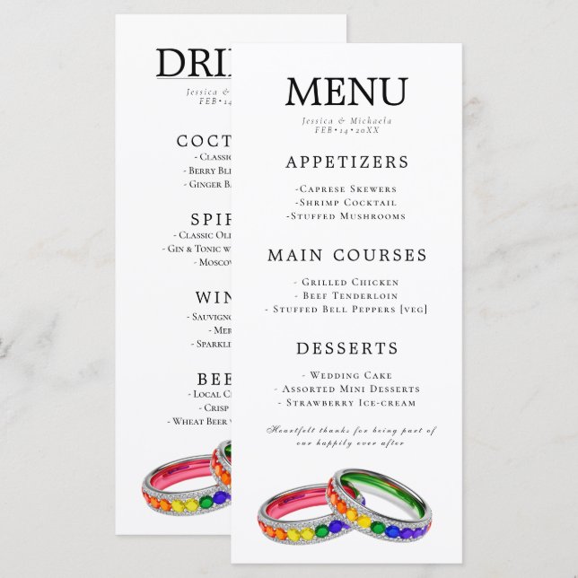 Menu 🌈  LGBTQ Entrelaçado no Orgulho (Frente/Verso)