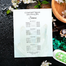Menu Light Ice Blue Crystals Spa Salon Services