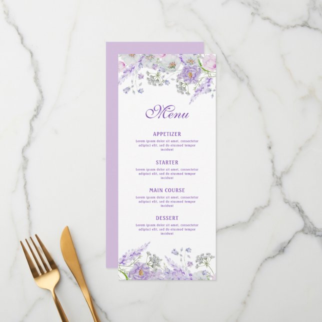 Menu Lilac Flowers Classic (Frente/Verso In Situ)