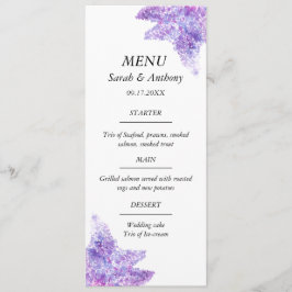 Menu Lilac Purple Floral Watercolor Wedding Food 
