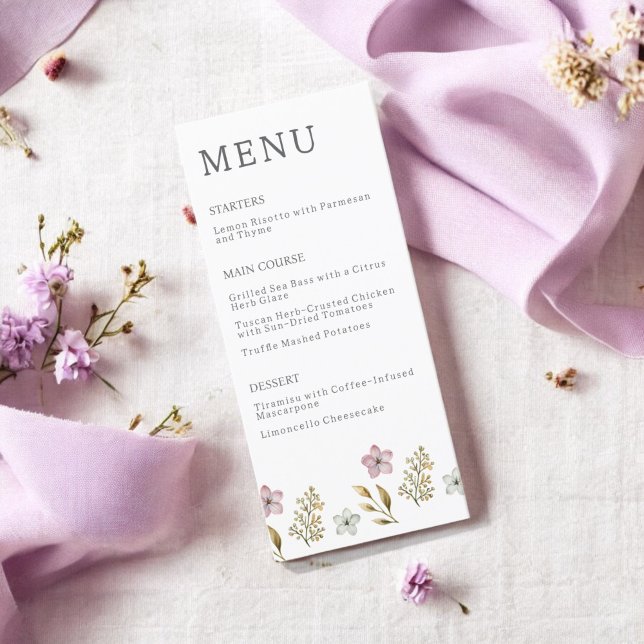 Menu Lilac Watercolor Floral Elegante Primavera (Criador carregado)