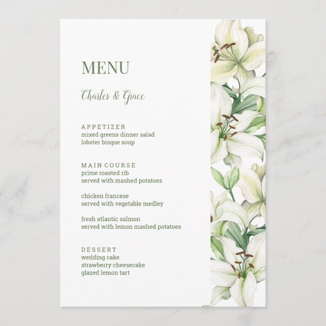 Menu LILY Blossom Elegance Wedding (Frente)