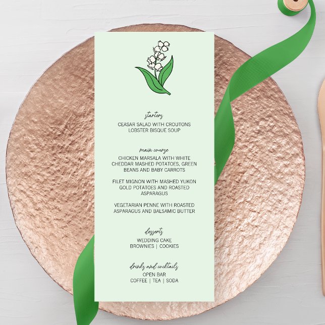 Menu Lily Minimalista do Casamento do Vale (Criador carregado)