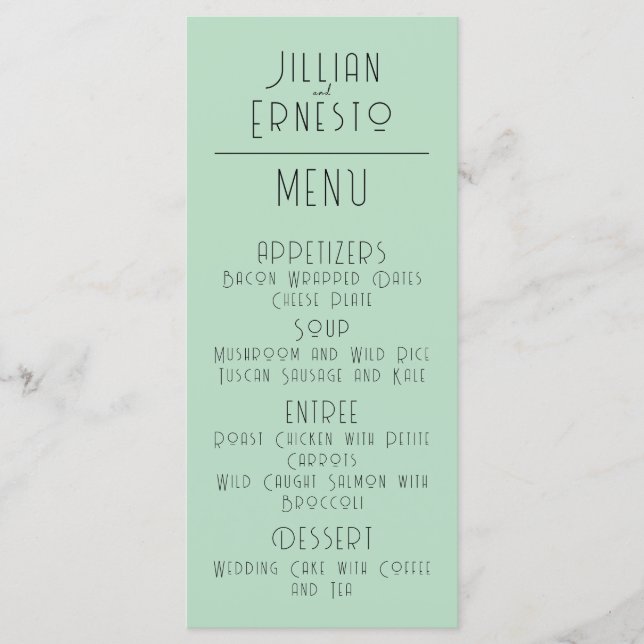 Menu Lily of Valley com Ferns | Verde macio (Frente)